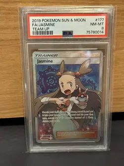 Pokemon Jasmine Team Up Trainer Full Art Ultra Rare Holo Card PSA 8 - Image 1
