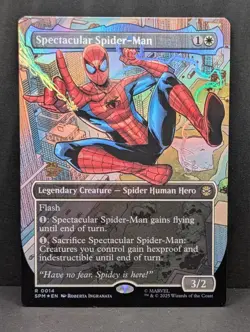 Spectacular Spider-Man Borderless PreRelease FOIL Marvel MTG Magic promo stamped - Image 1