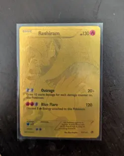 Reshiram Full Art Secret Rare 114/113 Legendary Treasures Holo Gold 114 Pokemon - Image 1