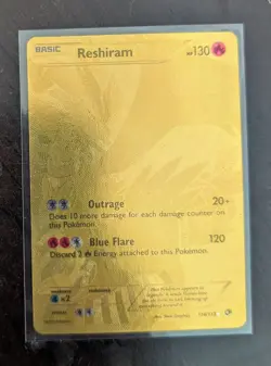 Reshiram Full Art Secret Rare 114/113 Legendary Treasures Holo Gold 114 Pokemon - Image 2