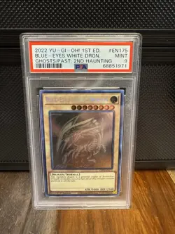 Blue-Eyes White Dragon Ghost Rare GFP2-EN175 2022 Yugioh PSA 9 Mint - Image 1