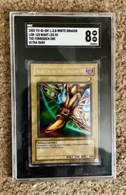 Yugioh Right Leg of the Forbidden One LOB-120 2002 LOB Set Unlimited PSA 8 SGC - Image 1