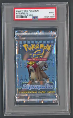 Pokemon Cards - PSA 9 Aquapolis Booster Pack Entei - Foil Pack - MINT - Image 1