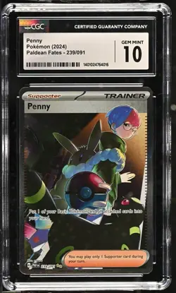 CGC 10 Penny 2024 Paldean Fates 239/091 Special Illustration Rare Pokemon Card - Image 1