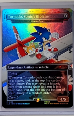 MTG Magic the Gathering SLD Secret Lair Borderless Foil Tornado Sonic's Biplane - Image 1