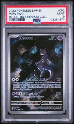 2023 POKEMON SVP EN-SV BLACK STAR PROMO 151 ULTRA-PREM COLL #052 MEWTWO PSA 9 - Image 1