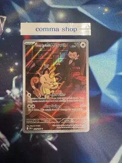 2025 Pokemon Team Rockets Meowth Destined Rivals Illustration Rare 203/182 - Image 1