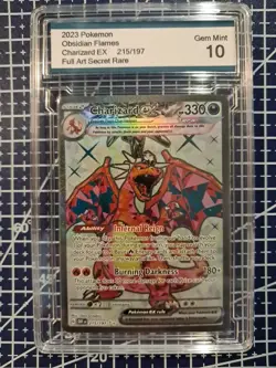 2023 Pokemon Charizard EX 215/197 Obsidian Flames Full Art Secret Gem Mint 10 - Image 1