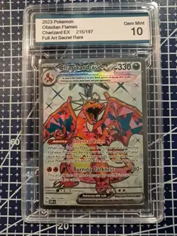 2023 Pokemon Charizard EX 215/197 Obsidian Flames Full Art Secret Gem Mint 10 - Image 2