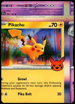 Pokemon Card - Error Miscut NFC Pikachu Trick or Trade 018/091 Holo Rare - Image 1