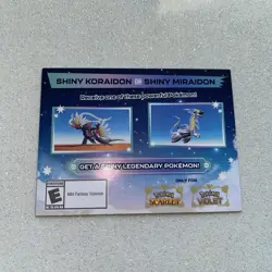 Pokemon Scarlet and Violet Shiny Koraidon OR Miraidon Gamestop Promo Card Code - Image 1