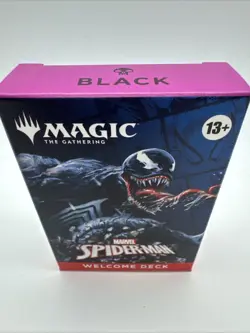 2025 SDCC EXCLUSIVE MAGIC THE GATHERING SPIDER MAN BLACK WELCOME DECK CARDS mtg - Image 1
