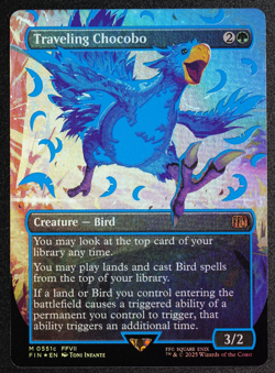 Traveling Chocobo Final Fantasy Neon Ink Blue FOIL Magic Card MTG - Image 1