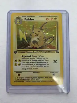 Pokemon TCG Raichu 1st Edition Holo Card 14/62 Fossil Set - Image 1