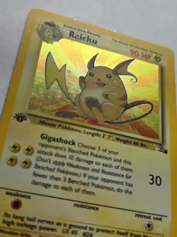Pokemon TCG Raichu 1st Edition Holo Card 14/62 Fossil Set - Image 3