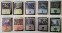 magic the gathering BASIC LAND HOLO CARDS SET (( 10 CARDS )) - Image 1