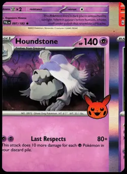 Pokemon Card - Error Miscut NFC Houndstone Trick or Trade 106/198 Holo Rare - Image 1