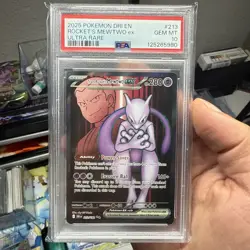 Pokemon TCG Destined Rivals Team Rockets Mewtwo EX Ultra Rare 213/182 PSA 10 - Image 1