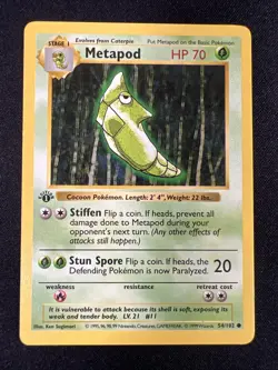 Pokemon TCG Base Set 1st edition Shadowless Metapod #54 - Image 1