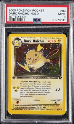 2000 POKEMON ROCKET 1ST ED #83 DARK RAICHU-HOLO PSA 9 - Image 1