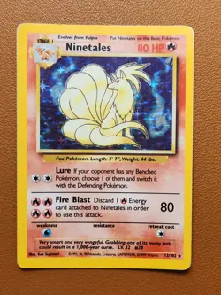 Ninetales Base Set Holo Unlimited Rare Card 12/102 LP-MP Condition Pokemon TCG - Image 1