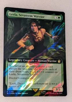 MTG*EXTENDED ART SURGE FOIL * Dr Who Rare LEELA SEVATEEM WARRIOR NM - Image 1