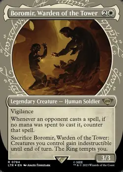 Boromir, Warden of the Tower - Surge Foil Extended Art Showcase LTR NM MTG - Image 1