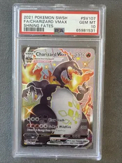 2021 POKEMON SWORD & SHIELD SHINING FATES #SV107 FULL ART/CHARIZARD VMAX PSA 10 - Image 1