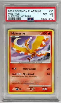2009 Pokemon Platinum Moltres Supreme Victors PSA 8 - Image 1