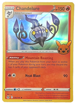 Chandelure 026/196 Trick Or Trade BOOster Stamped Holo Pokemon Trading TCG 2023 - Image 1