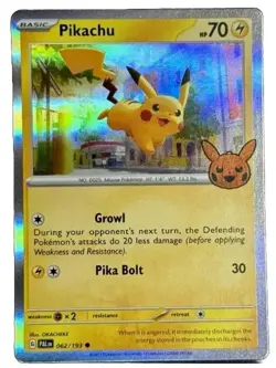 Pikachu 62/193 Trick Or Trade BOOster Stamped Holo Pokemon Trading TCG 2023 NM - Image 1