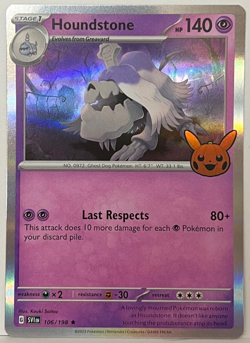 Houndstone 106/198 Trick Or Trade BOOster Stamped Holo Pokemon Trading TCG 2023 - Image 1