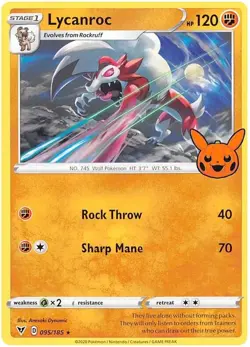 Lycanroc 095/185 Trick Or Trade BOOster Stamped Pokemon Trading TCG 2023 NM - Image 1