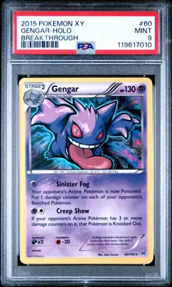 2015 Pokemon XY Breakthrough Gengar 60/162 Holo PSA 9 Mint - Image 1