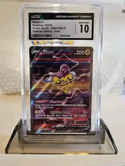 CGC 10 GEM MINT Raikou V GG41/GG70 Alt Art Crown Zenith 2023 Pokemon TCG CARD - Image 1