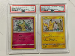 PSA 9 Pikachu & Mimikyu Holo - SM 162 & 163 Team Up Blister Promo Pokemon Cards - Image 1