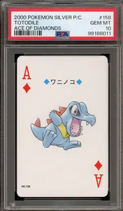 Pokemon Silver Playing Cards Totodile Ace of Diamonds #158 PSA 10 Gem Mint - Image 1