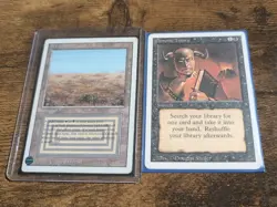 Mtg Scrubland (Revised) & Demonic Tutor (Revised) Rare & NM OOP Combo Pack - Image 3