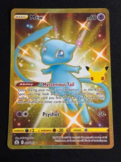 Mew 025/025 Celebrations Full Art Ultra Rare Gold Holo Pokemon Card - Image 1