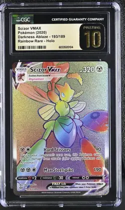 PRISTINE CGC 10 SCIZOR VMAX 193 DARKNES ABLAZE SECRET RAINBOW RARE POKEMON - Image 1