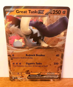 POKEMON GREAT TUSK EX 123/198 DOUBLE RARE SCARLET & VIOLET BASE SET NEAR MINT - Image 1