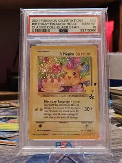 2021 POKEMON CELEBRATIONS CLASSIC COLLECTION #24 BIRTHDAY PIKACHU-HOLO PSA 10 - Image 1