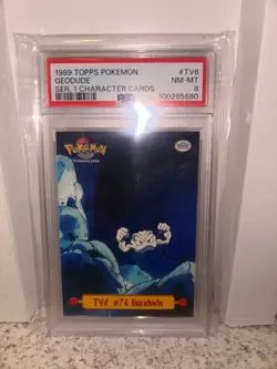 1999 TOPPS POKEMON #TV6 #74 GEODUDE SER.1 CHARACTER CARDS PSA 8 - Image 1