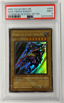 Yugioh LOB-006 Gaia The Fierce Knight 1st Ed. PSA 9 Mint - Image 1