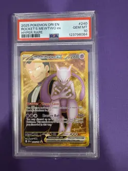 Destined Rivals Gold Team Rockets Mewtwo EX Hyper Rare Card 240/182 PSA 10 - Image 1