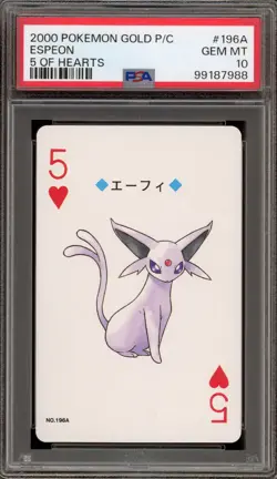 Pokemon Gold Playing Cards Espeon 5 of Hearts #196A PSA 10 Gem Mint - Image 1