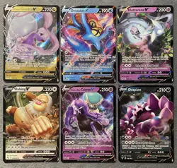 Pokemon Cards V Lot Rare Holo Goodra Omastar Hatterene Slaking Calyrex Drapion - Image 1
