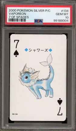 Pokemon Silver Playing Cards Vaporeon 7 of Spades #134 PSA 10 Gem Mint - Image 1