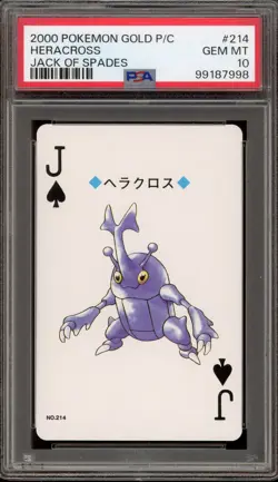 Pokemon Gold Playing Cards Heracross Jack of Spades #214 PSA 10 Gem Mint - Image 1