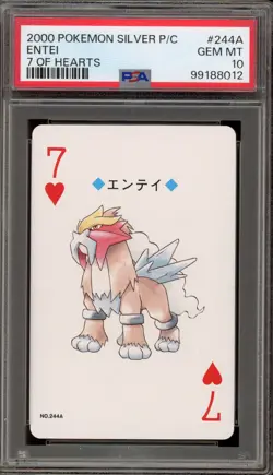 Pokemon Silver Playing Cards Entei 7 of Hearts #244a PSA 10 Gem Mint - Image 1